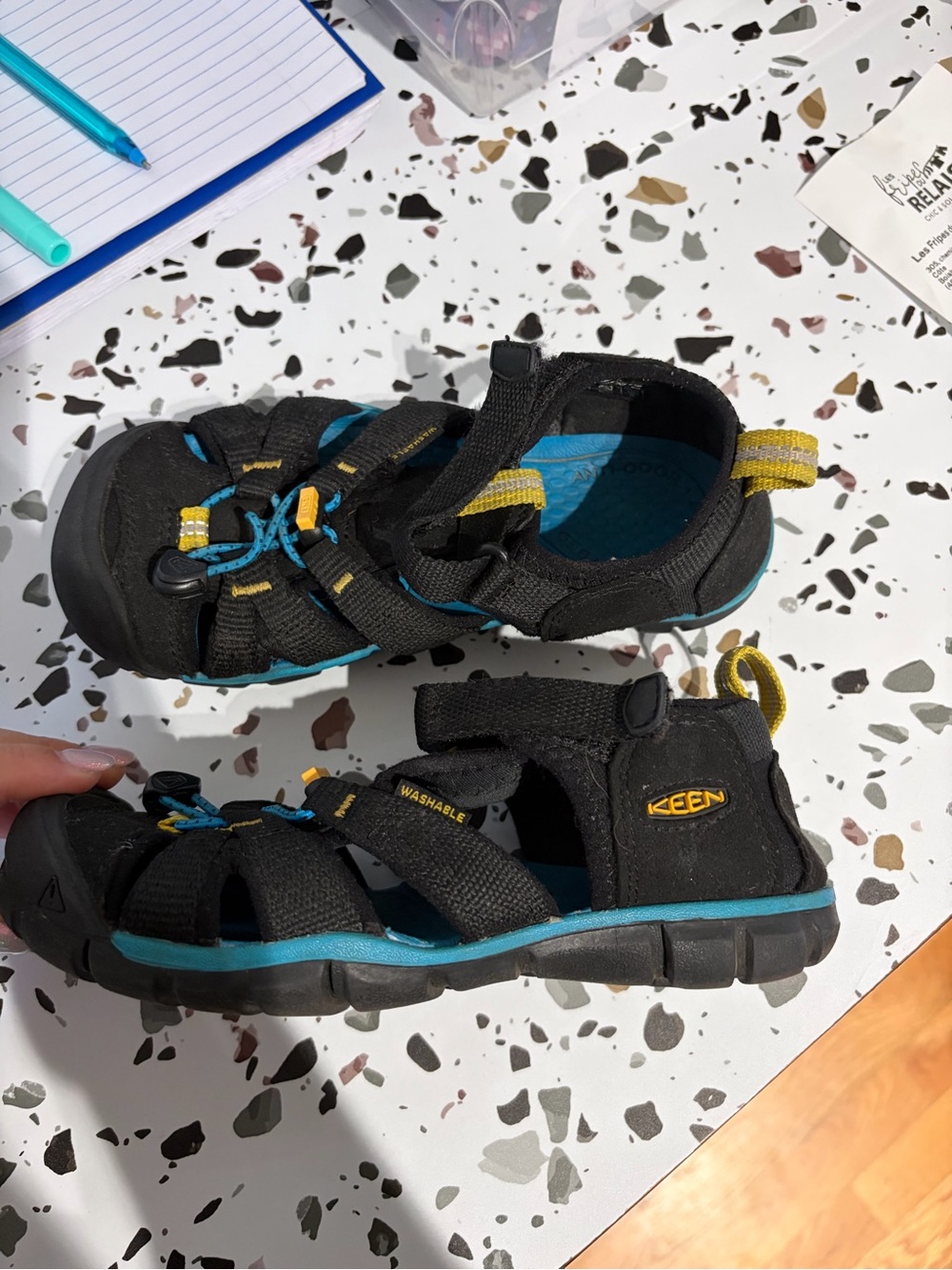 KEEN Kids' Black and Blue Closed-Toe Sandals